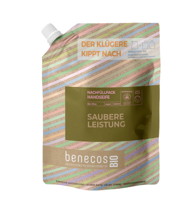 benecosBio Nachfüllbeutel 1000 ml Handseife - Bio-Olive SAUBERE LEISTUNG